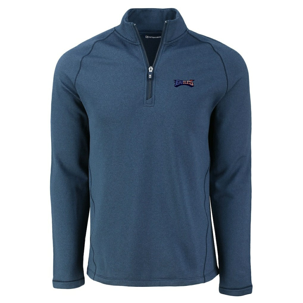 Philadelphia Eagles Cutter & Buck Peshastin Eco Fleece Tri-Blend Raglan Recycled Quarter-Zip Jacket - Heather Navy - NFL