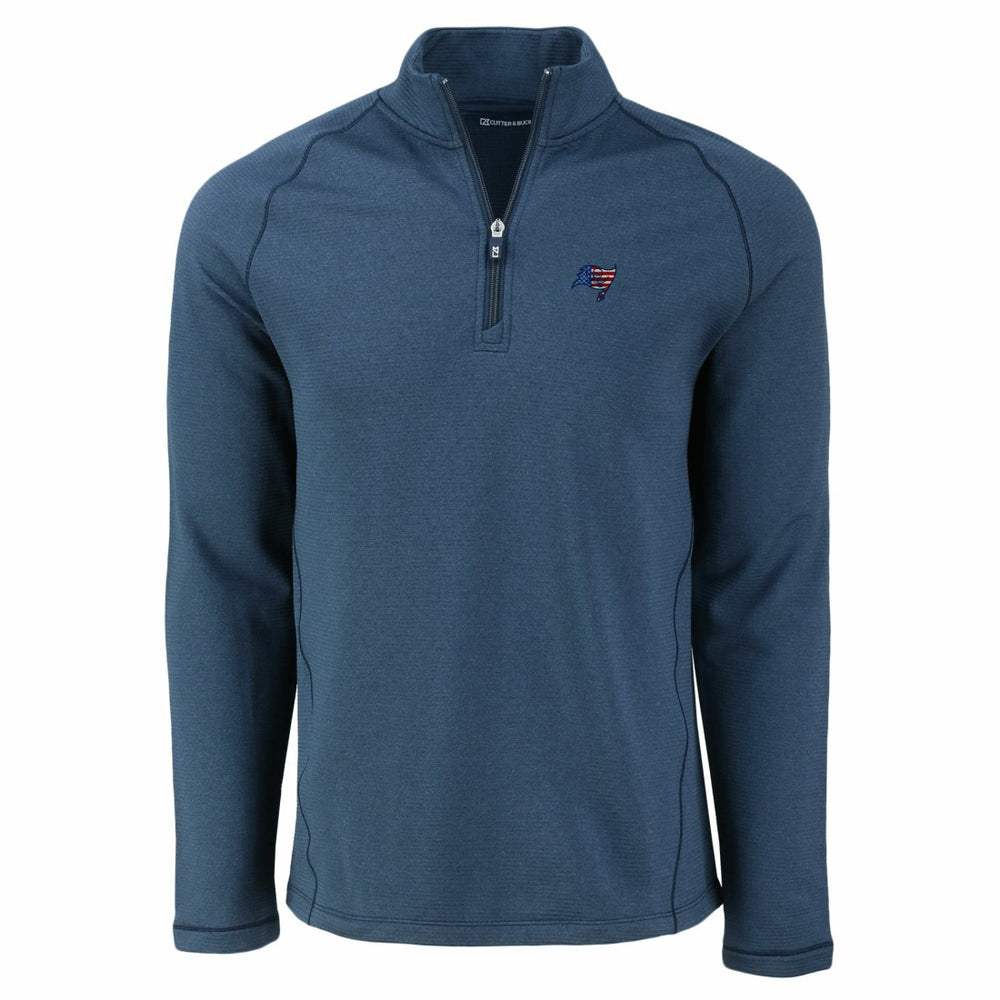 Tampa Bay Buccaneers Cutter & Buck Peshastin Eco Fleece Tri-Blend Raglan Recycled Quarter-Zip Jacket - Heather Navy - NFL
