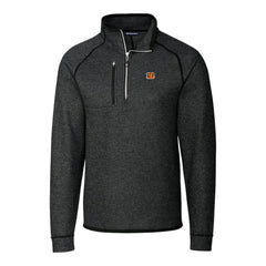 Cincinnati Bengals Cutter & Buck Big & Tall Mainsail Sweater-Knit Raglan Half-Zip Jacket - Heather Charcoal - NFL
