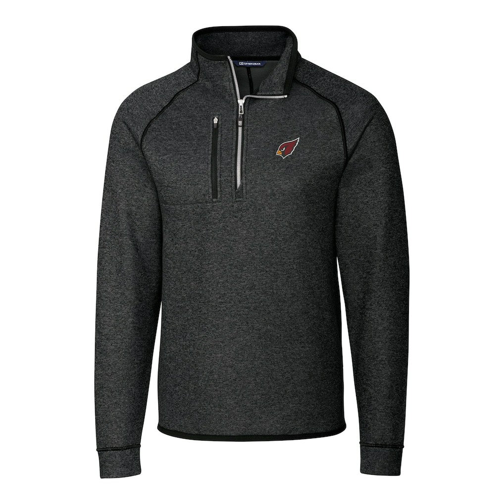 Arizona Cardinals Cutter & Buck Big & Tall Mainsail Sweater-Knit Raglan Half-Zip Jacket - Heather Charcoal - NFL