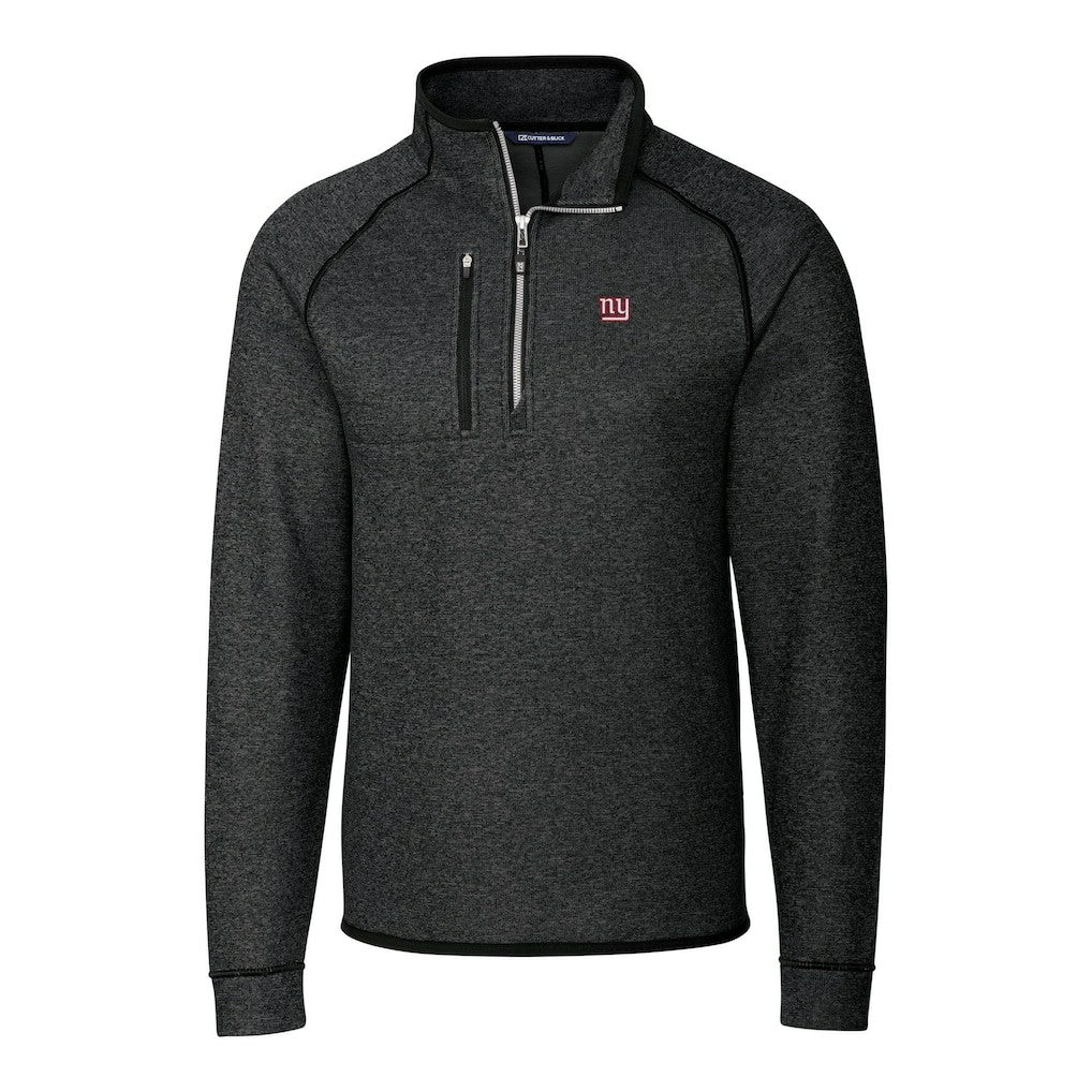 New York Giants Cutter & Buck Big & Tall Mainsail Sweater-Knit Raglan Half-Zip Jacket - Heather Charcoal - NFL