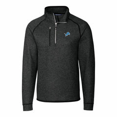 Detroit Lions Cutter & Buck Big & Tall Mainsail Sweater-Knit Raglan Half-Zip Jacket - Heather Charcoal - NFL