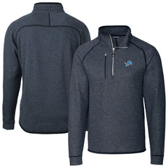 Detroit Lions Cutter & Buck Big & Tall Mainsail Sweater-Knit Raglan Half-Zip Jacket - Heather Navy - NFL