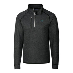 Carolina Panthers Cutter & Buck Big & Tall Mainsail Sweater-Knit Raglan Half-Zip Jacket - Heather Charcoal - NFL