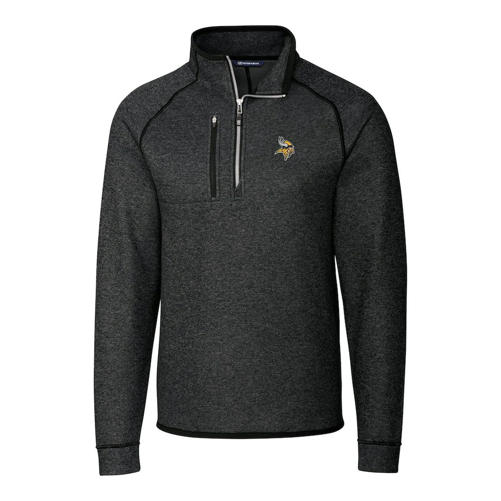 Minnesota Vikings Cutter & Buck Big & Tall Mainsail Sweater-Knit Raglan Half-Zip Jacket - Heather Charcoal - NFL