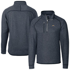 Los Angeles Chargers Cutter & Buck Big & Tall Mainsail Sweater-Knit Raglan Half-Zip Jacket - Heather Navy - NFL