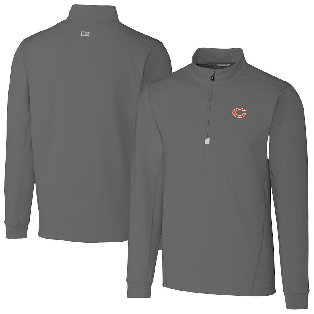 Chicago Bears Cutter & Buck Big & Tall Traverse Stretch Quarter-Zip Top - Gray - NFL