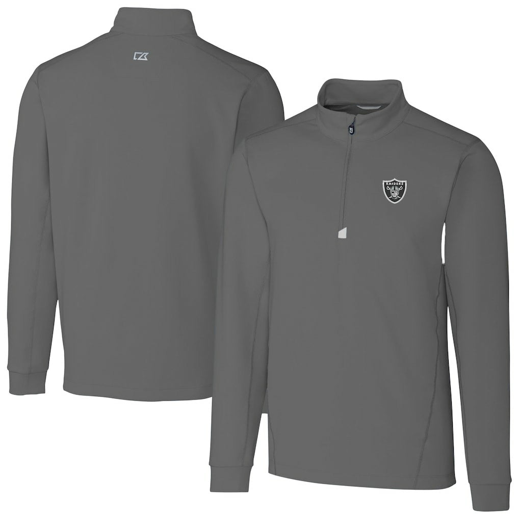 Las Vegas Raiders Cutter & Buck Big & Tall Traverse Stretch Quarter-Zip Top - Gray - NFL