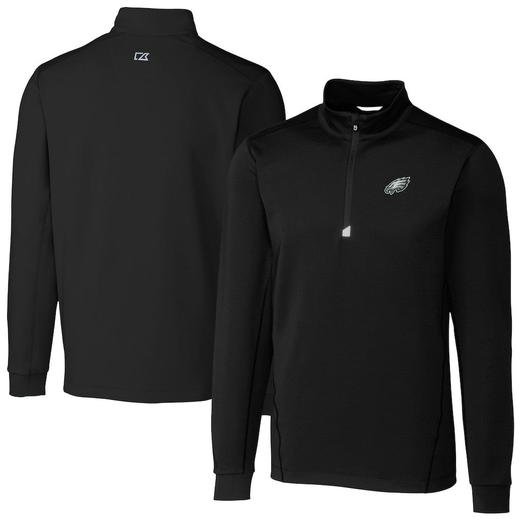 Philadelphia Eagles Cutter & Buck Big & Tall Traverse Stretch Quarter-Zip Top - Black - NFL