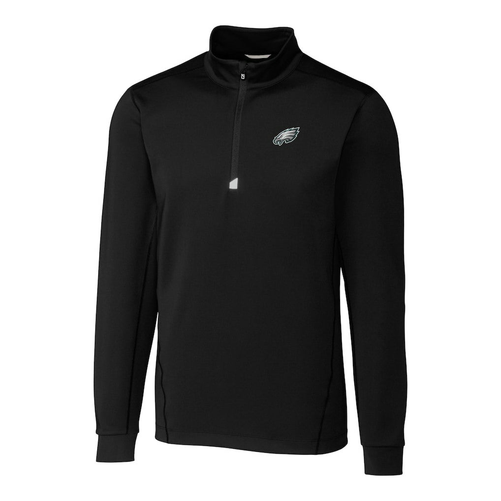 Philadelphia Eagles Cutter & Buck Big & Tall Traverse Stretch Quarter-Zip Top - Black - NFL