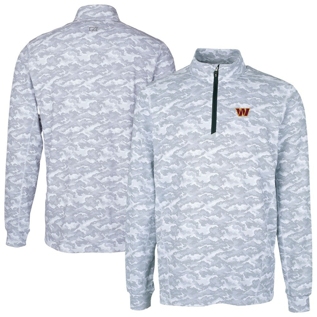 Washington Commanders Cutter & Buck Big & Tall Traverse Eco Camo Tri-Blend DryTec Quarter-Zip Jacket - Charcoal - NFL