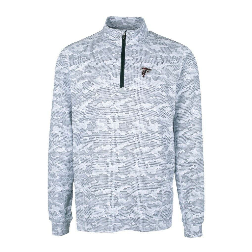 Atlanta Falcons Cutter & Buck Big & Tall Traverse Eco Camo Tri-Blend DryTec Quarter-Zip Jacket - Charcoal - NFL