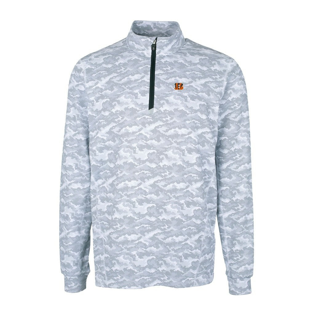 Cincinnati Bengals Cutter & Buck Big & Tall Traverse Eco Camo Tri-Blend DryTec Quarter-Zip Jacket - Charcoal - NFL