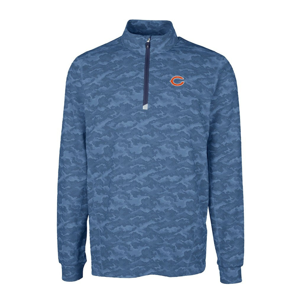Chicago Bears Cutter & Buck Big & Tall Traverse Eco Camo Tri-Blend DryTec Quarter-Zip Jacket - Navy - NFL
