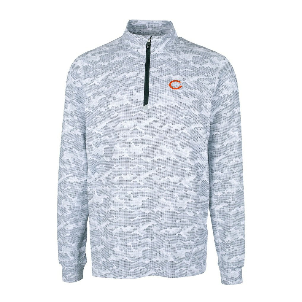 Chicago Bears Cutter & Buck Big & Tall Traverse Eco Camo Tri-Blend DryTec Quarter-Zip Jacket - Charcoal - NFL