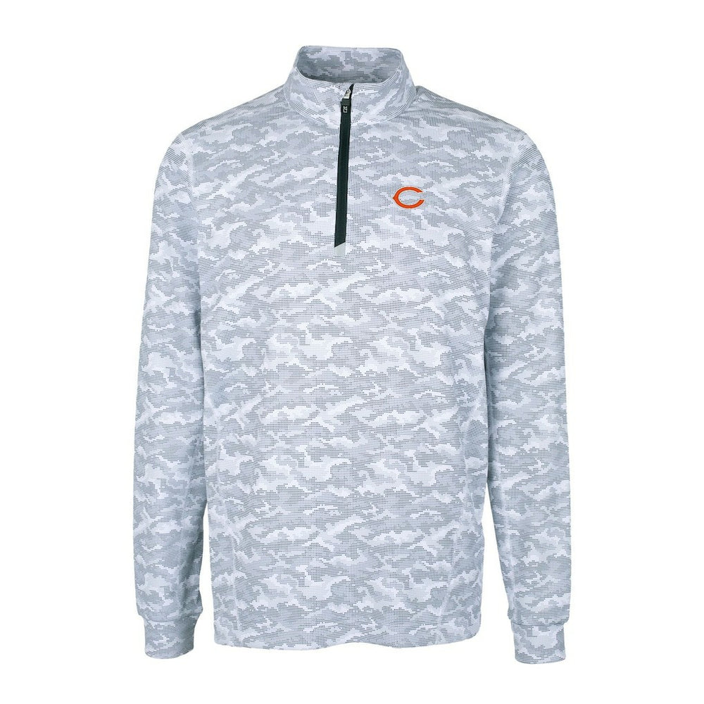 Chicago Bears Cutter & Buck Big & Tall Traverse Eco Camo Tri-Blend DryTec Quarter-Zip Jacket - Charcoal - NFL