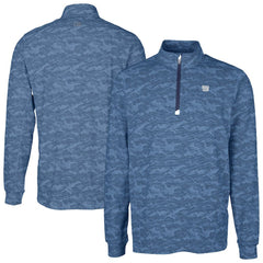 New York Giants Cutter & Buck Big & Tall Traverse Stretch Eco Camo Print DryTec Quarter-Zip Top - Navy - NFL