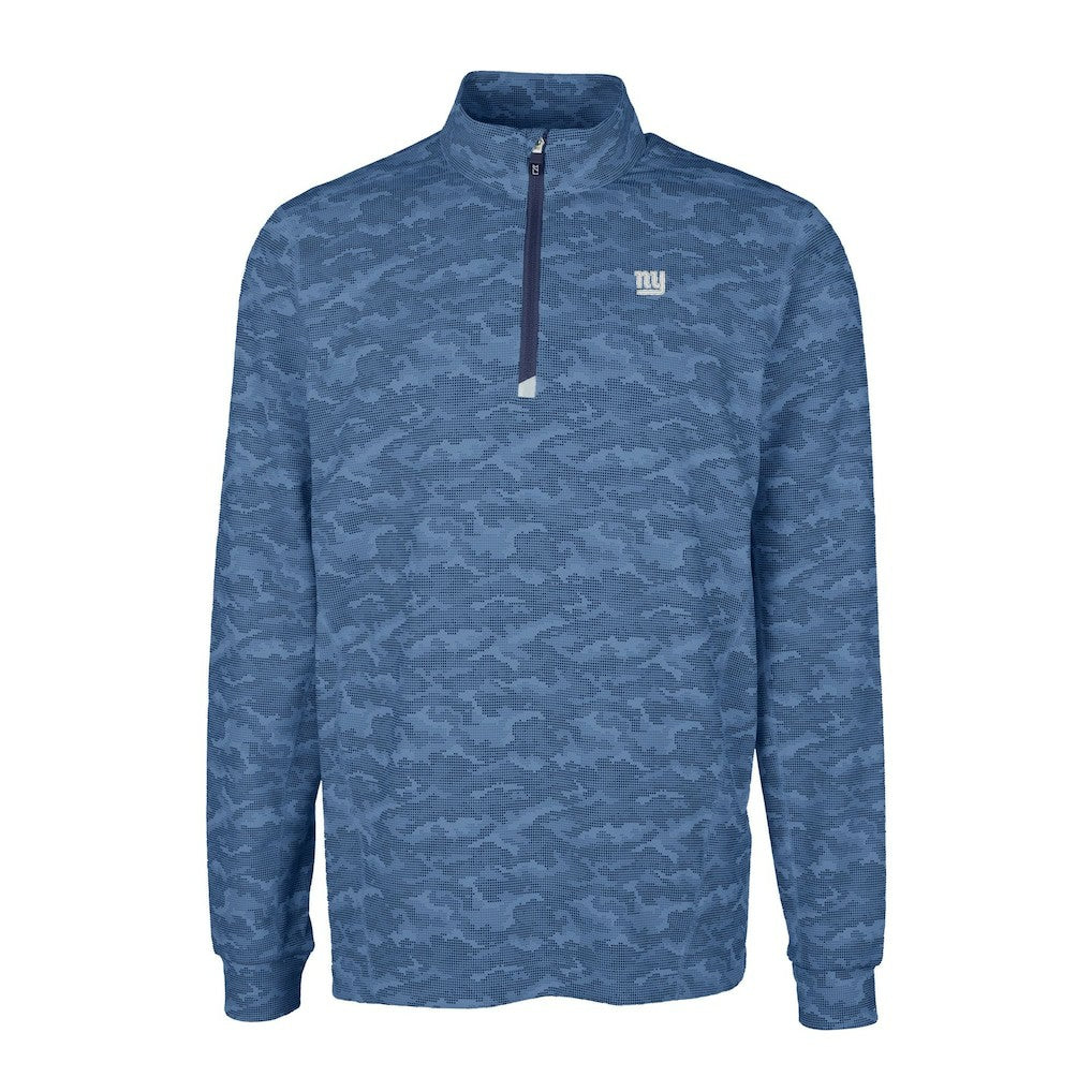 New York Giants Cutter & Buck Big & Tall Traverse Stretch Eco Camo Print DryTec Quarter-Zip Top - Navy - NFL