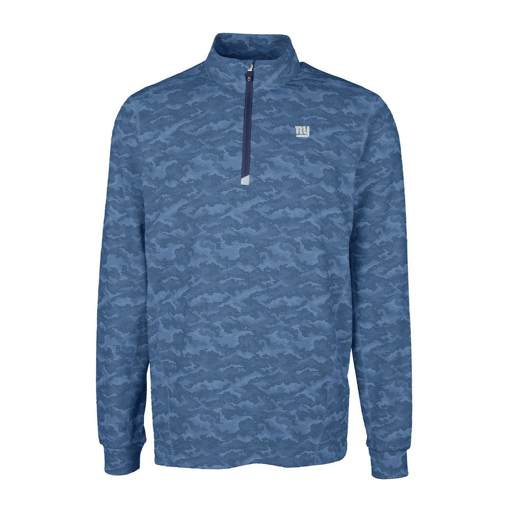 New York Giants Cutter & Buck Big & Tall Traverse Stretch Eco Camo Print DryTec Quarter-Zip Top - Navy - NFL