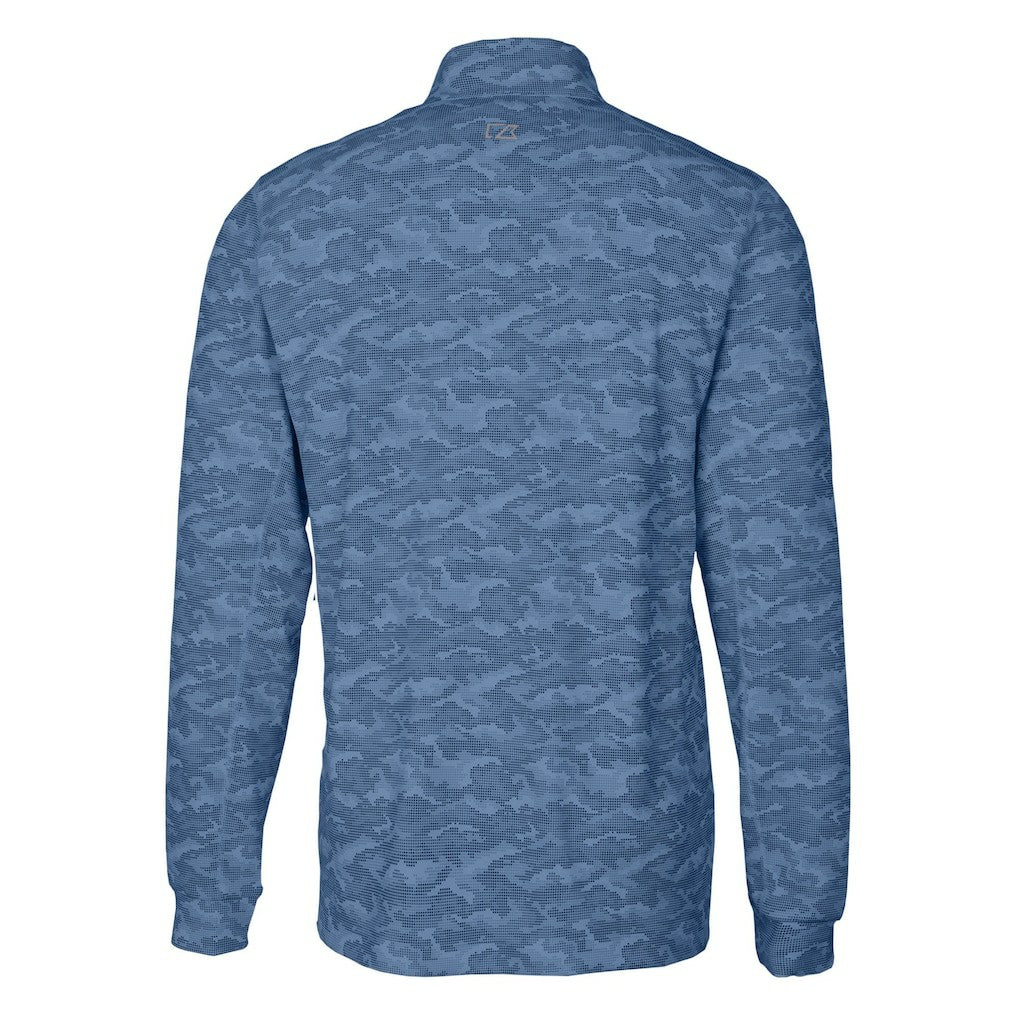 New York Giants Cutter & Buck Big & Tall Traverse Stretch Eco Camo Print DryTec Quarter-Zip Top - Navy - NFL