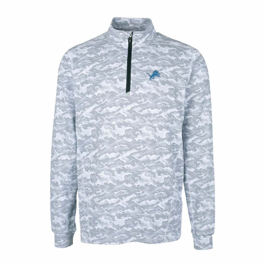 Detroit Lions Cutter & Buck Big & Tall Traverse Eco Camo Tri-Blend DryTec Quarter-Zip Jacket - Charcoal - NFL