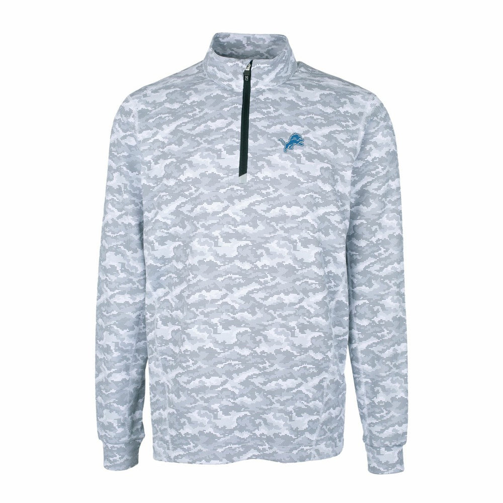 Detroit Lions Cutter & Buck Big & Tall Traverse Eco Camo Tri-Blend DryTec Quarter-Zip Jacket - Charcoal - NFL