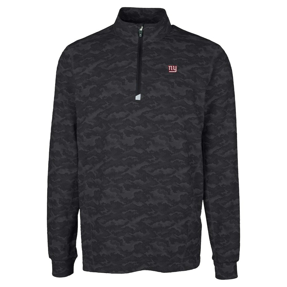New York Giants Cutter & Buck Big & Tall Traverse Eco Camo Tri-Blend DryTec Quarter-Zip Jacket - Black - NFL