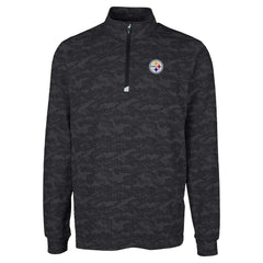 Pittsburgh Steelers Cutter & Buck Big & Tall Traverse Eco Camo Tri-Blend DryTec Quarter-Zip Jacket - Black - NFL
