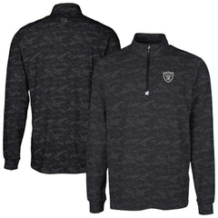 Las Vegas Raiders Cutter & Buck Big & Tall Traverse Eco Camo Tri-Blend DryTec Quarter-Zip Jacket - Black - NFL