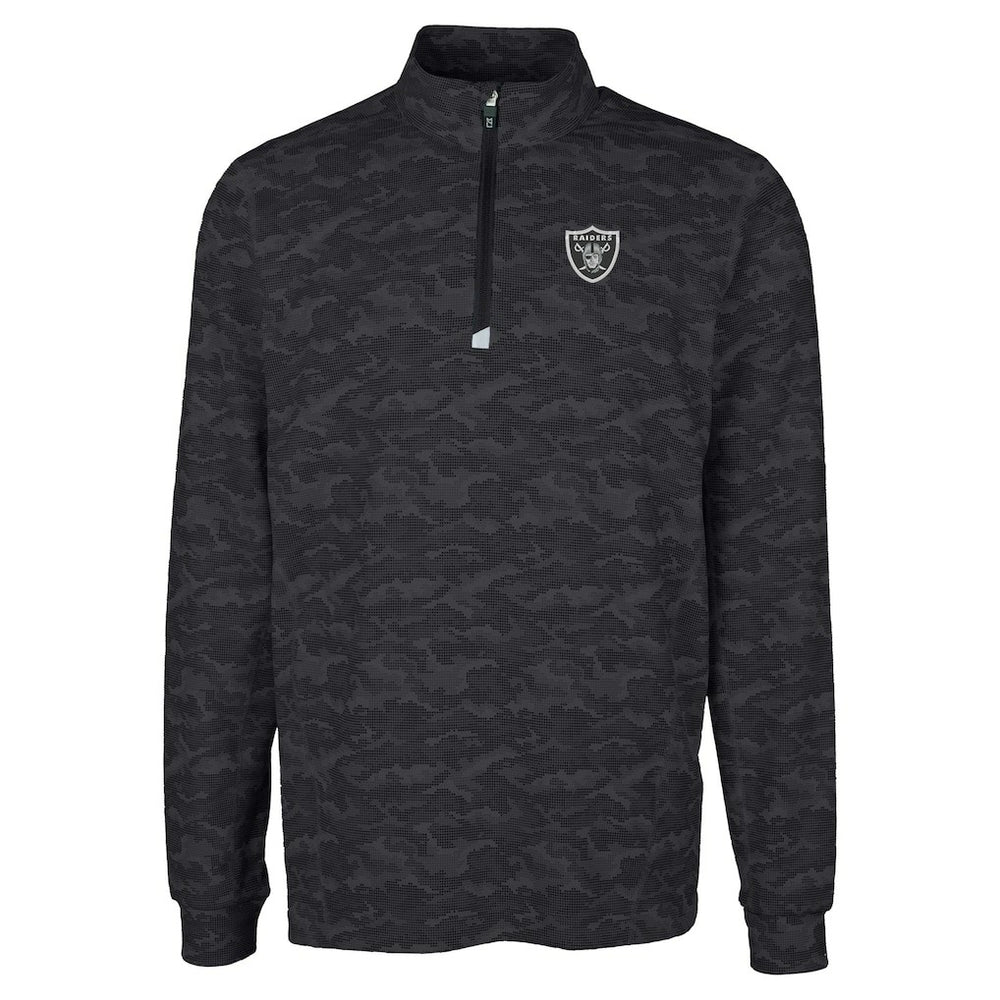 Las Vegas Raiders Cutter & Buck Big & Tall Traverse Eco Camo Tri-Blend DryTec Quarter-Zip Jacket - Black - NFL