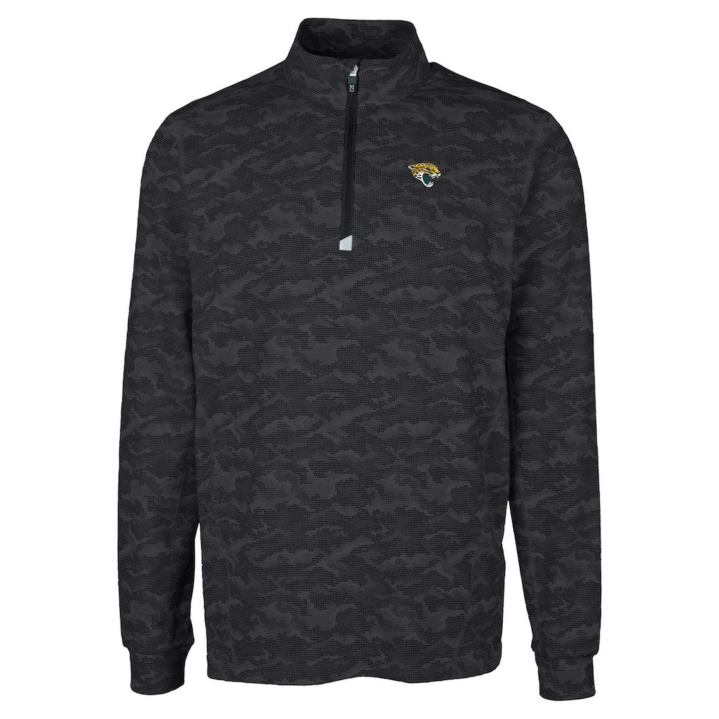 Jacksonville Jaguars Cutter & Buck Big & Tall Traverse Eco Camo Tri-Blend DryTec Quarter-Zip Jacket - Black - NFL