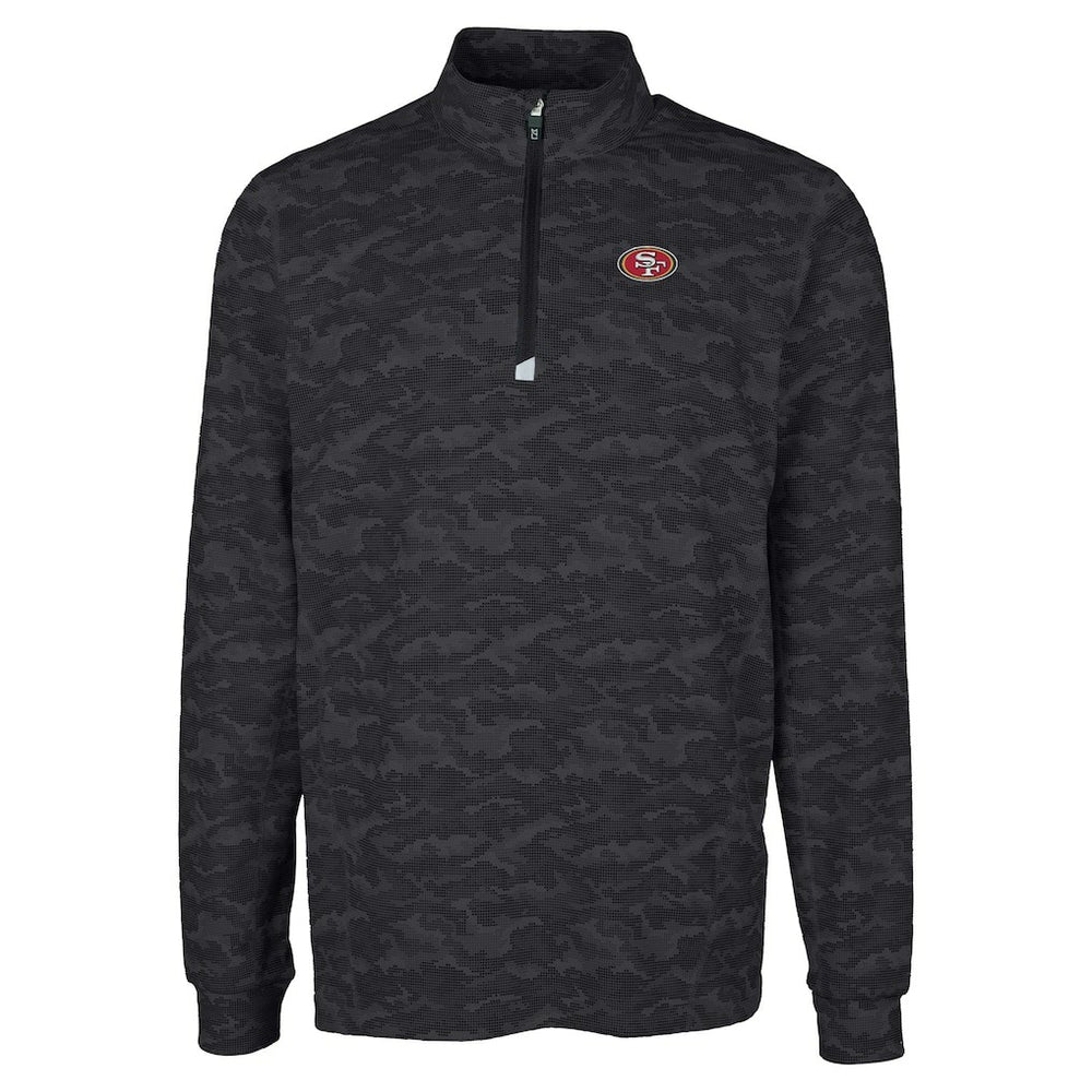 San Francisco 49ers Cutter & Buck Big & Tall Traverse Eco Camo Tri-Blend DryTec Quarter-Zip Jacket - Black - NFL