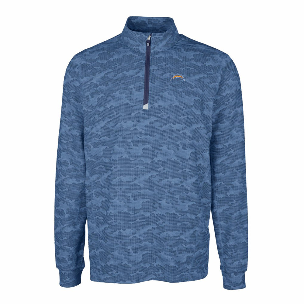 Los Angeles Chargers Cutter & Buck Big & Tall Traverse Eco Camo Tri-Blend DryTec Quarter-Zip Jacket - Navy - NFL