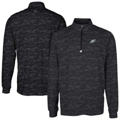 Philadelphia Eagles Cutter & Buck Big & Tall Traverse Eco Camo Tri-Blend DryTec Quarter-Zip Jacket - Black - NFL