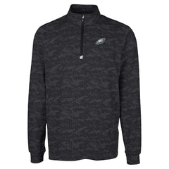 Philadelphia Eagles Cutter & Buck Big & Tall Traverse Eco Camo Tri-Blend DryTec Quarter-Zip Jacket - Black - NFL