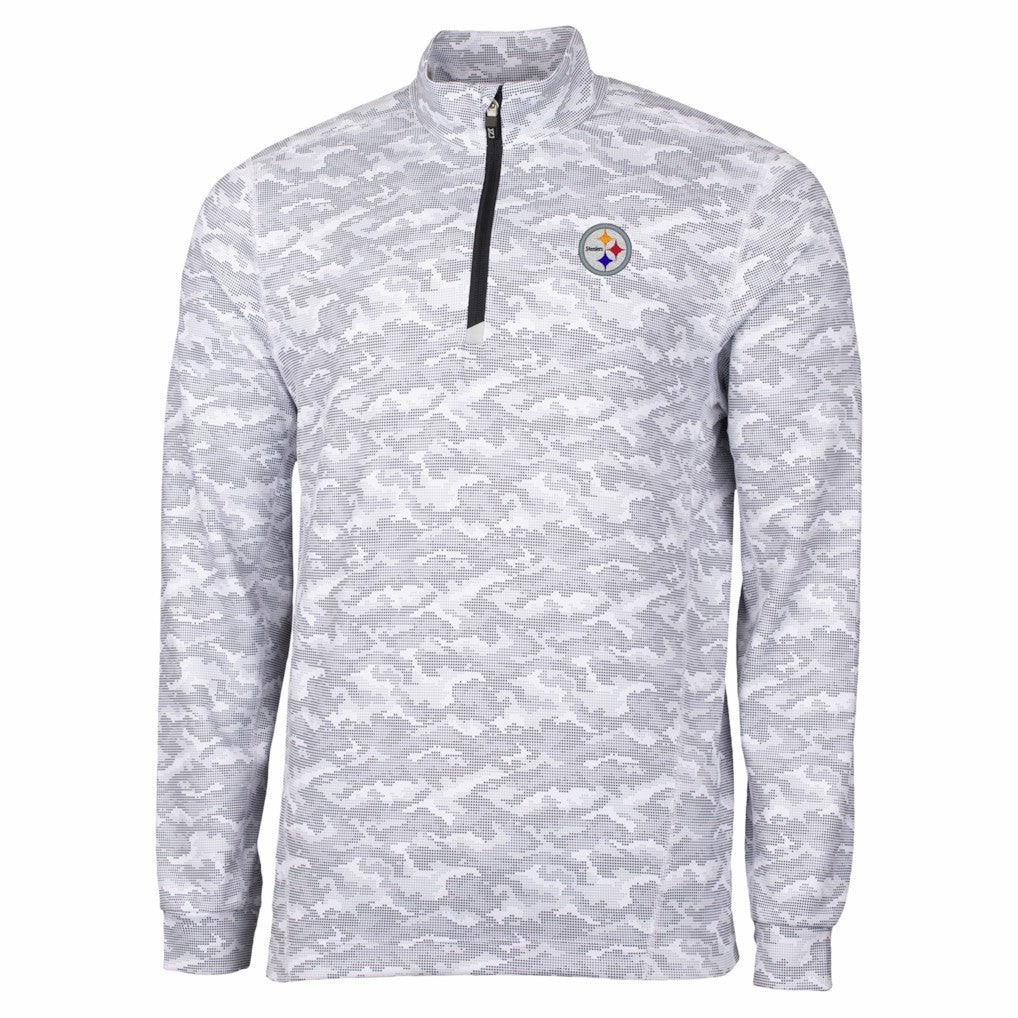 Pittsburgh Steelers Cutter & Buck Big & Tall Traverse Eco Camo Tri-Blend DryTec Quarter-Zip Jacket - Charcoal - NFL