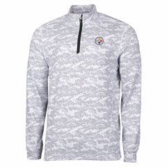 Pittsburgh Steelers Cutter & Buck Big & Tall Traverse Eco Camo Tri-Blend DryTec Quarter-Zip Jacket - Charcoal - NFL