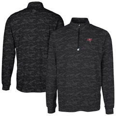 Tampa Bay Buccaneers Cutter & Buck Big & Tall Traverse Eco Camo Tri-Blend DryTec Quarter-Zip Jacket - Black - NFL