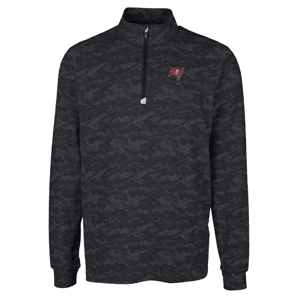 Tampa Bay Buccaneers Cutter & Buck Big & Tall Traverse Eco Camo Tri-Blend DryTec Quarter-Zip Jacket - Black - NFL