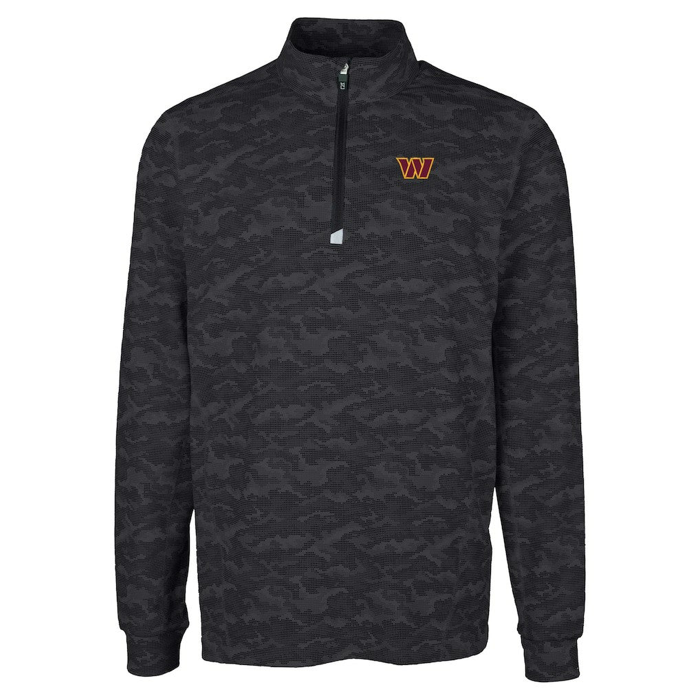 Washington Commanders Cutter & Buck Big & Tall Traverse Eco Camo Tri-Blend DryTec Quarter-Zip Jacket - Black - NFL