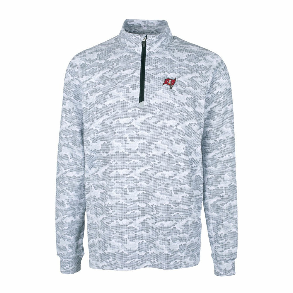 Tampa Bay Buccaneers Cutter & Buck Big & Tall Traverse Eco Camo Tri-Blend DryTec Quarter-Zip Jacket - Charcoal - NFL