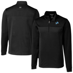 Detroit Lions Cutter & Buck Traverse Eco Stripe Tri-Blend DryTec Quarter-Zip Jacket - Black - NFL
