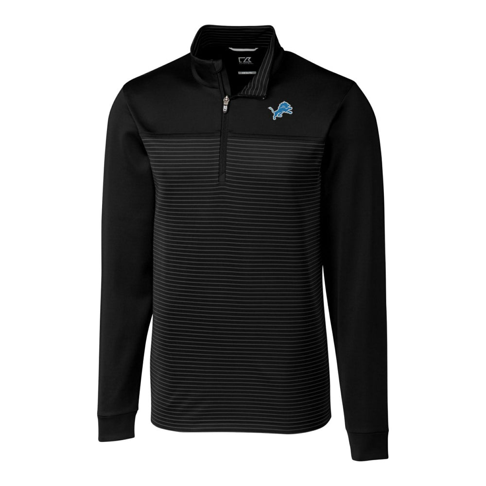 Detroit Lions Cutter & Buck Traverse Eco Stripe Tri-Blend DryTec Quarter-Zip Jacket - Black - NFL