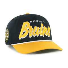 Boston Bruins '47 Dropshadow Rope Hitch Adjustable Hat - Black/Gold | 47 brand Lifestyle