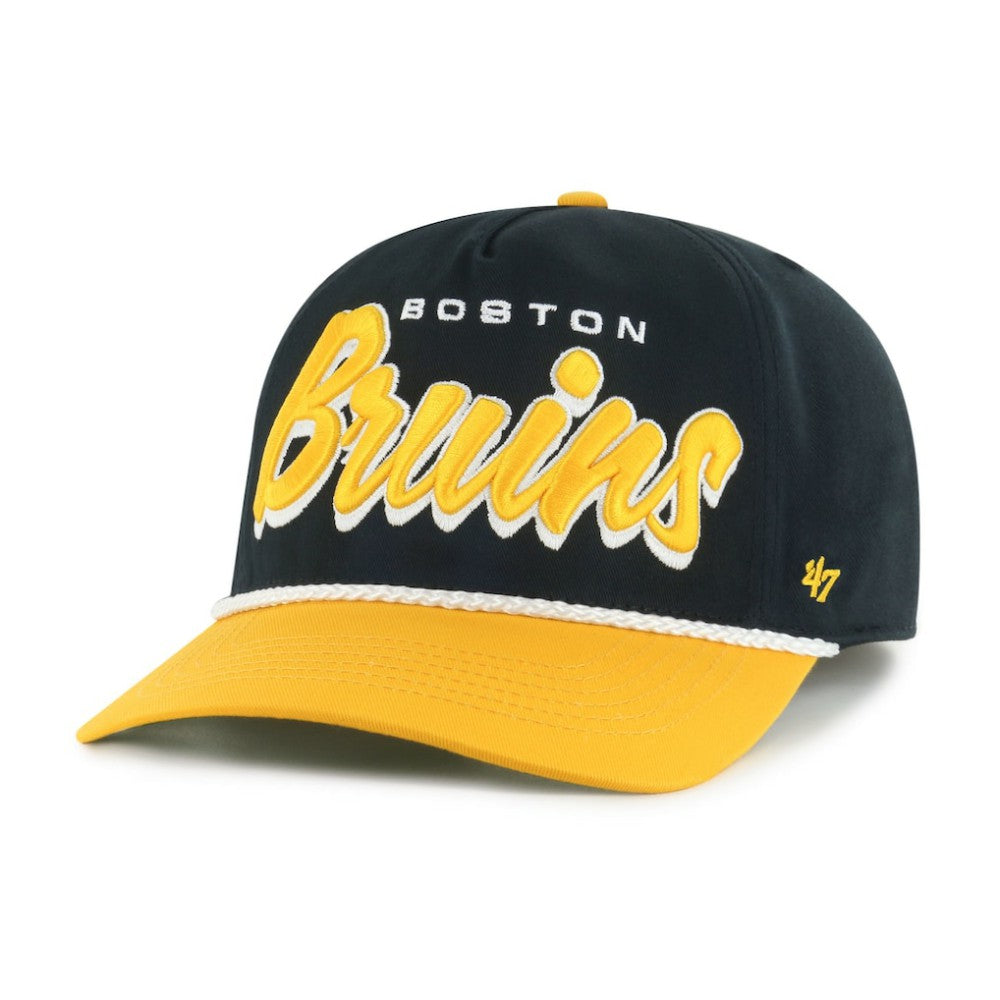 Boston Bruins '47 Dropshadow Rope Hitch Adjustable Hat - Black/Gold | 47 brand Lifestyle