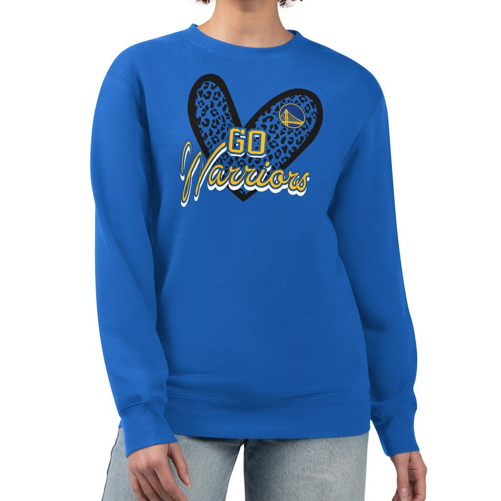 Golden State Warriors G-III 4Her by Carl Banks Women's Leopard Heart Fleece Pullover Sweatshirt Royal