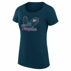 Oklahoma City Thunder G-III 4Her by Carl Banks Women's Super-Slim Fit Lightweight Leopard Heart T-Shirt Navy