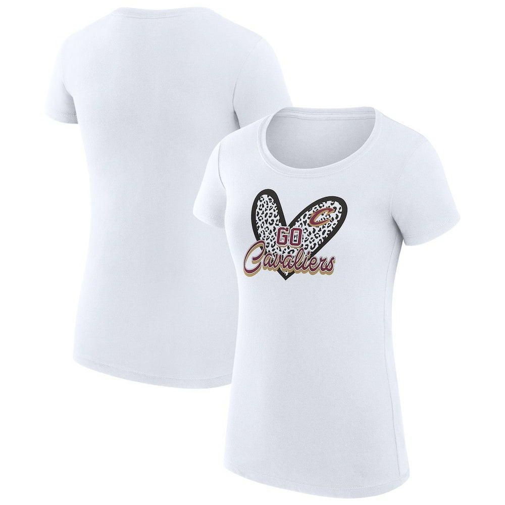 Cleveland Cavaliers G-III 4Her by Carl Banks Women's Super-Slim Fit Lightweight Leopard Heart T-Shirt White