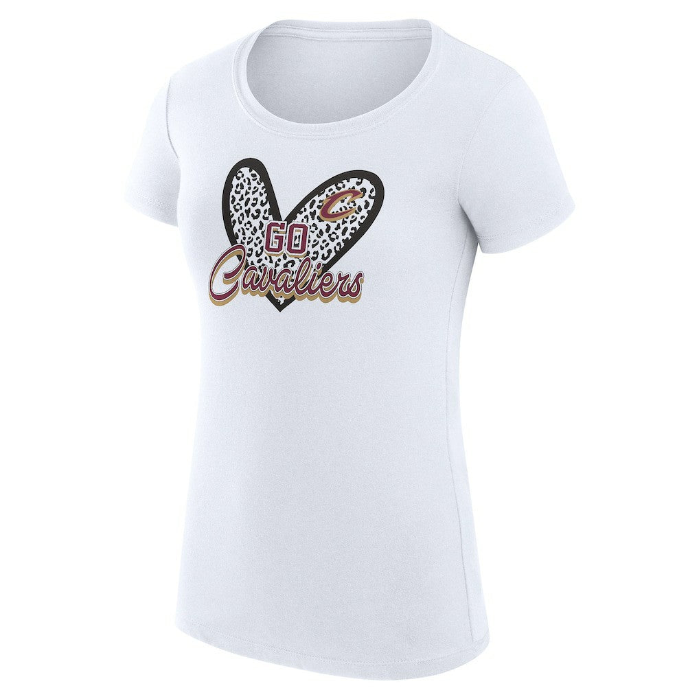Cleveland Cavaliers G-III 4Her by Carl Banks Women's Super-Slim Fit Lightweight Leopard Heart T-Shirt White