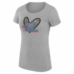 Oklahoma City Thunder G-III 4Her by Carl Banks Women's Super-Slim Fit Lightweight Leopard Heart T-Shirt Heather Gray